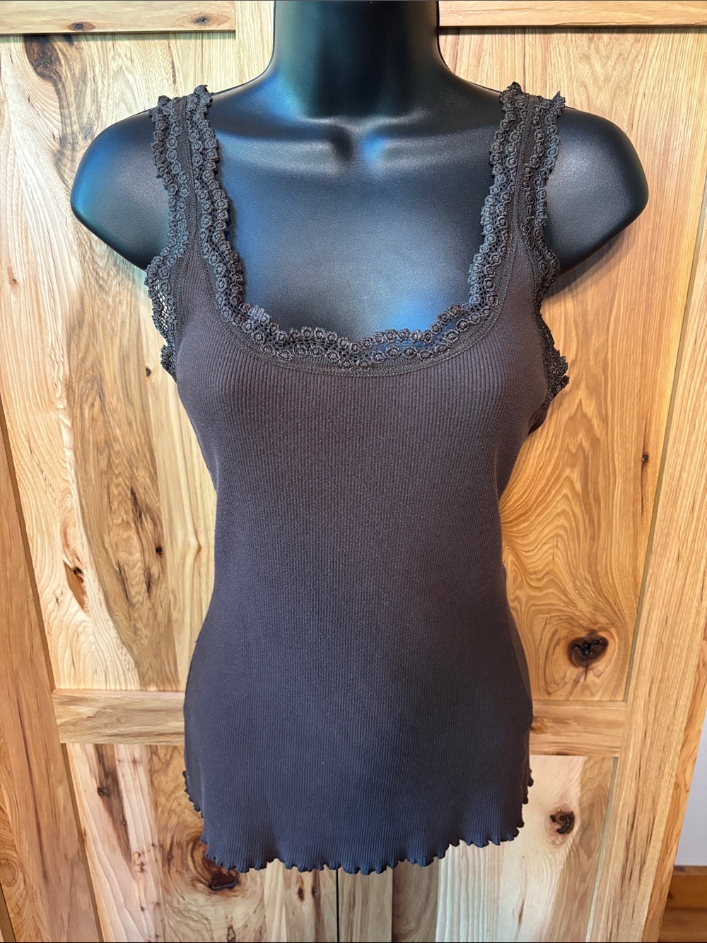 Apt. 9 Chocolate Brown Ribbed Lace-Trim Bandeau Tank